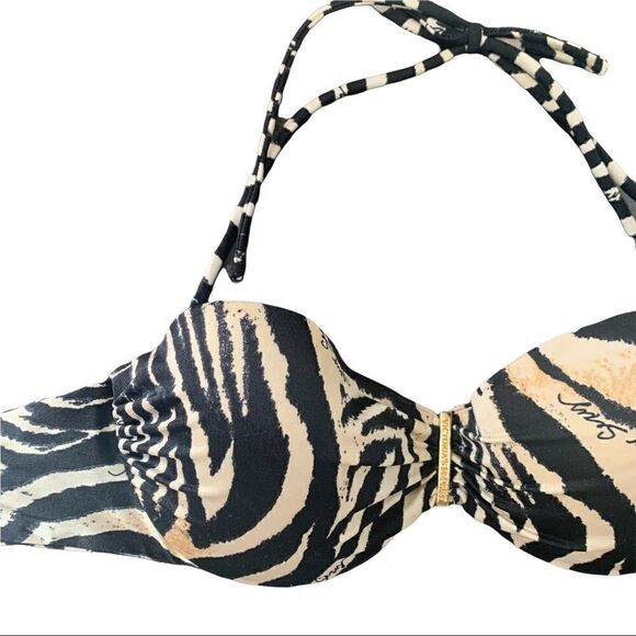 Victorias Secret VERY SEXY Push Up Underwire Bikini Top 34C Zebra Print Padded - Picture 2 of 7